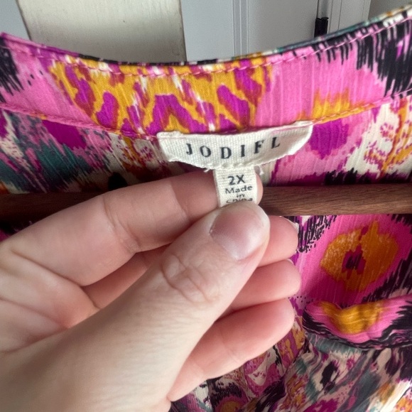 Jodifl Polyester Colorful Multicolor Lightweight Plus Size 2XL Blouse - Picture 4 of 8